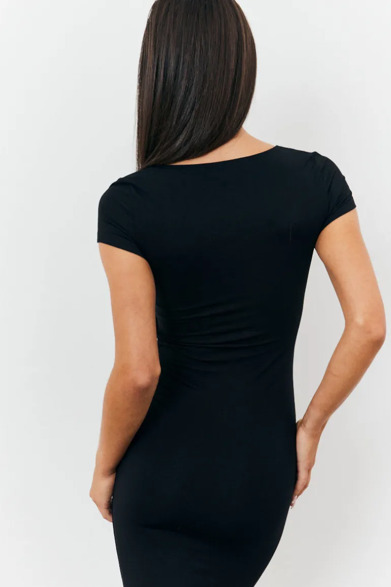 Sculpting Cap Sleeve Maxi Dress