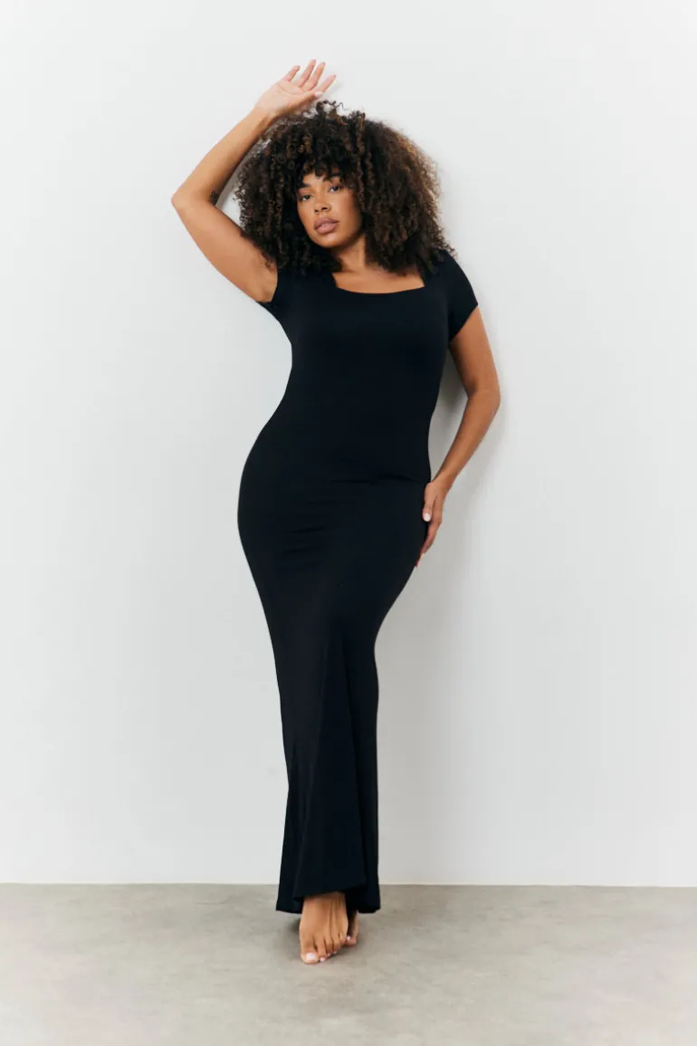 Sculpting Cap Sleeve Maxi Dress