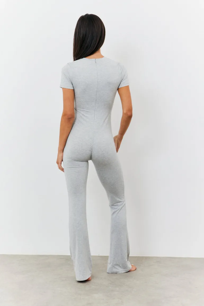 Sculpting Short Sleeve Wide Leg Jumpsuit