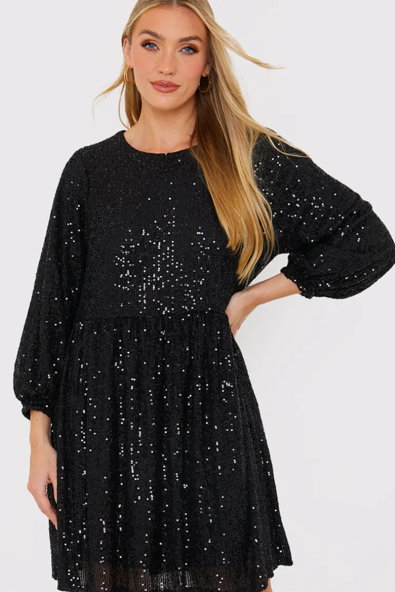 Sequin Smock Mini Dress