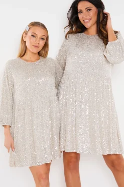 Sequin Smock Mini Dress