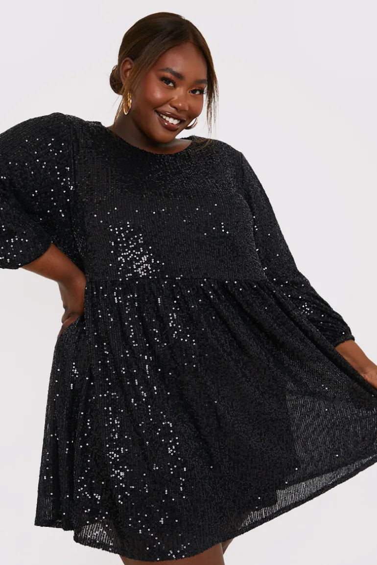 Sequin Smock Mini Dress