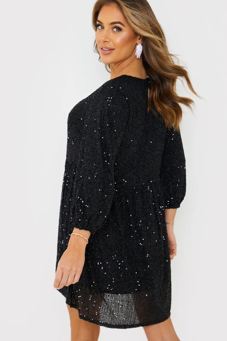 Sequin Smock Mini Dress