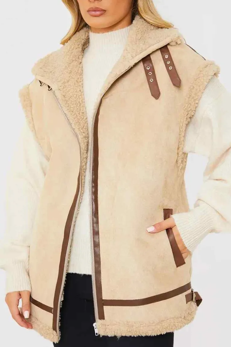 Shearling Sleeveless Aviator Gilet