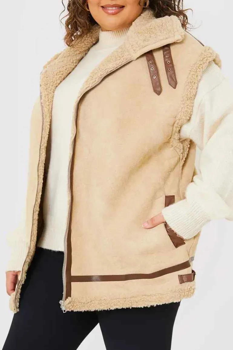 Shearling Sleeveless Aviator Gilet