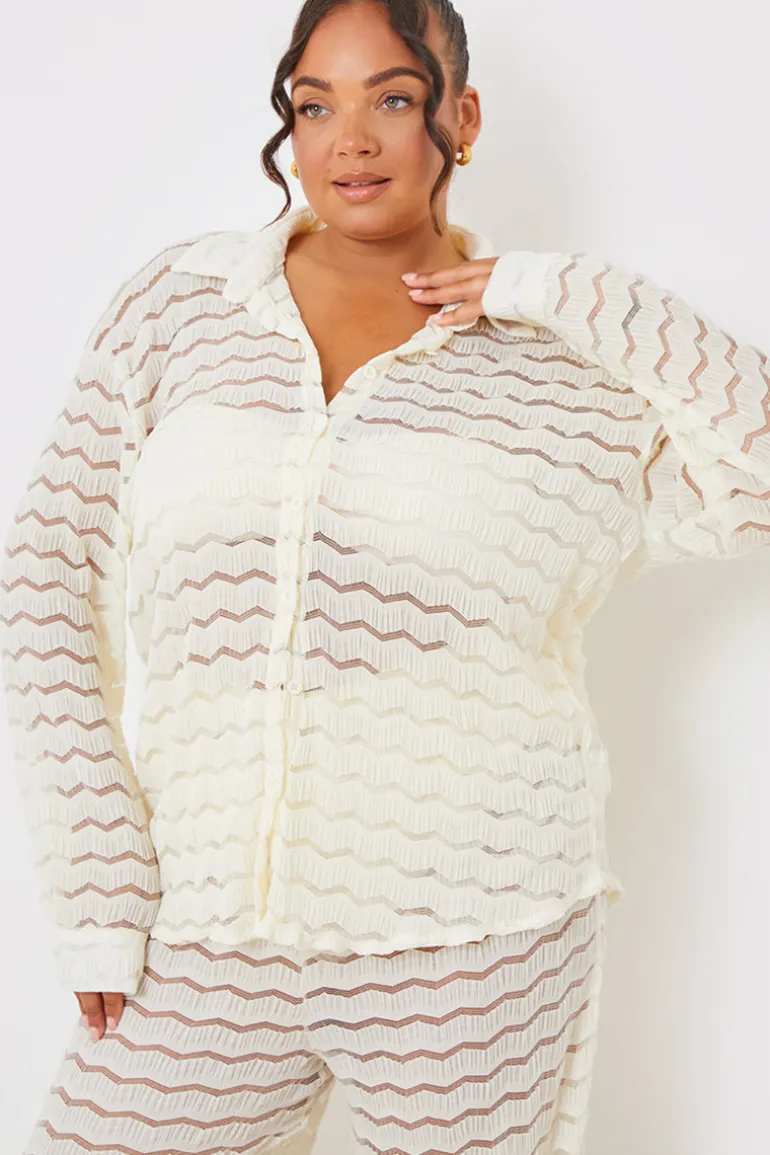 Sheered Chevron Oversized Shirt