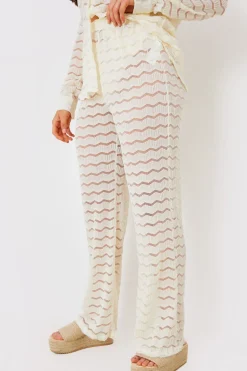 Sheered Chevron Wide Leg Trousers