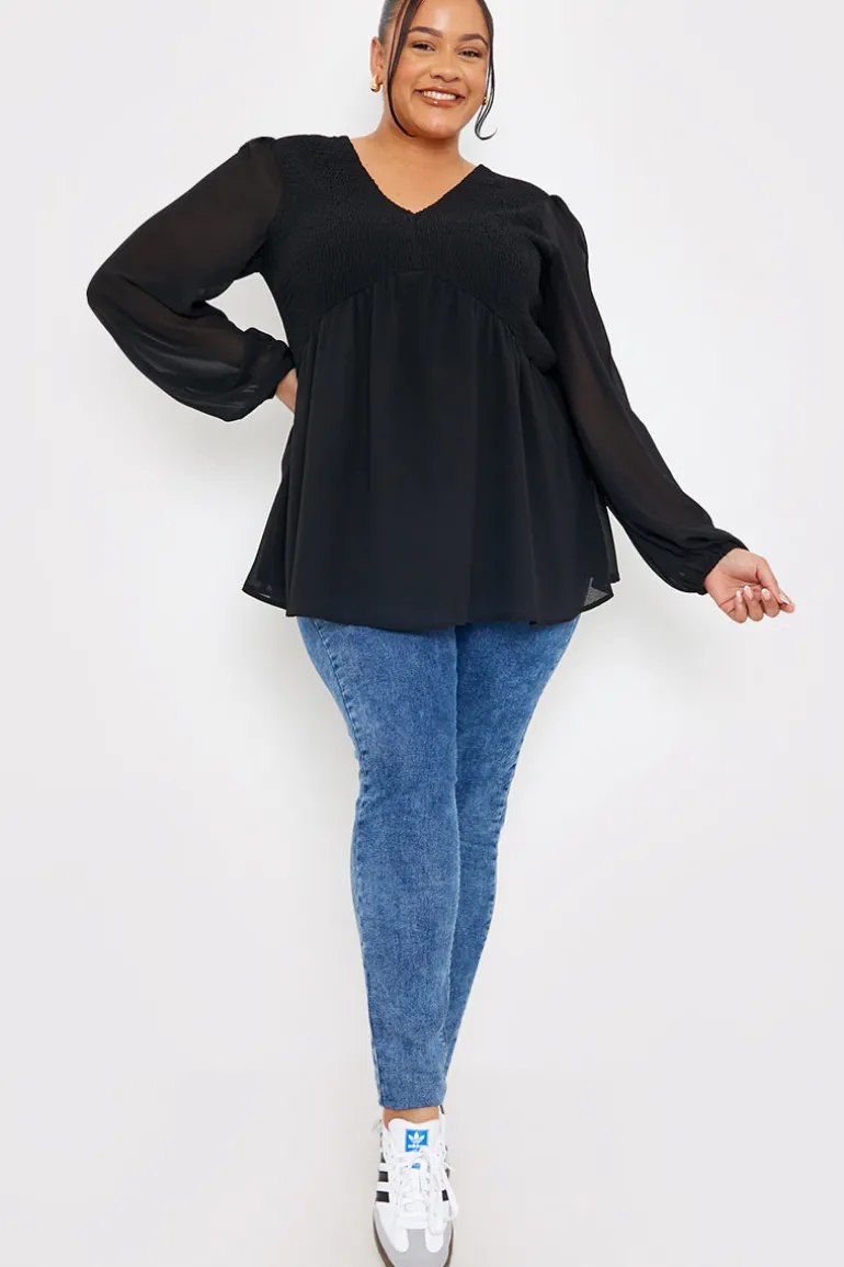 Shirred Bust Smock Top