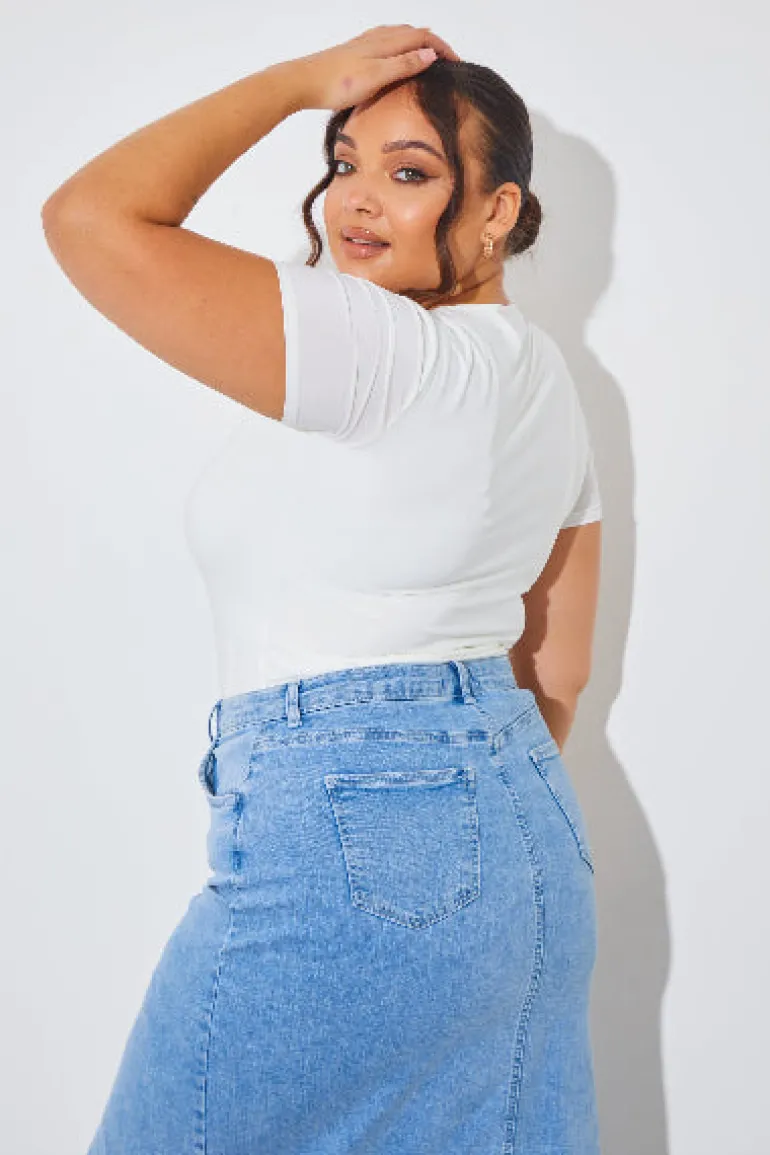Short Sleeve Double Layer Slinky Bodysuit