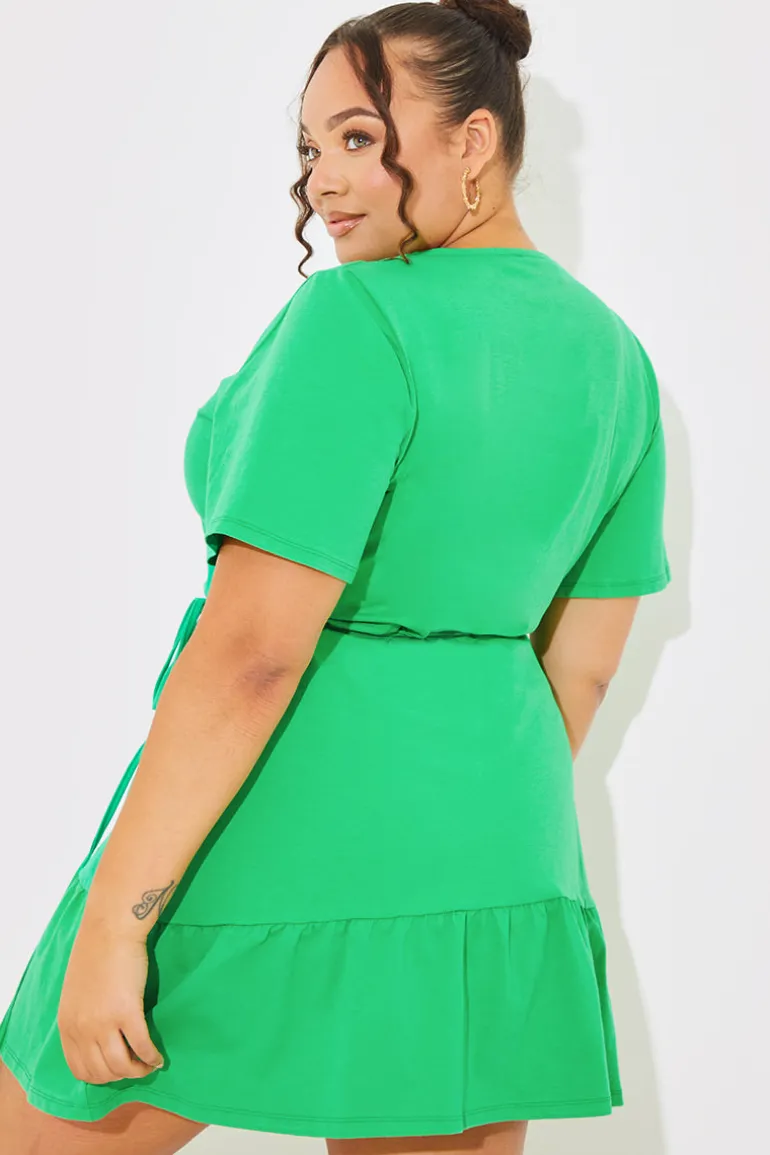 Short Sleeve Wrap Swing Dress