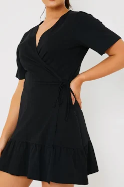Short Sleeve Wrap Swing Dress