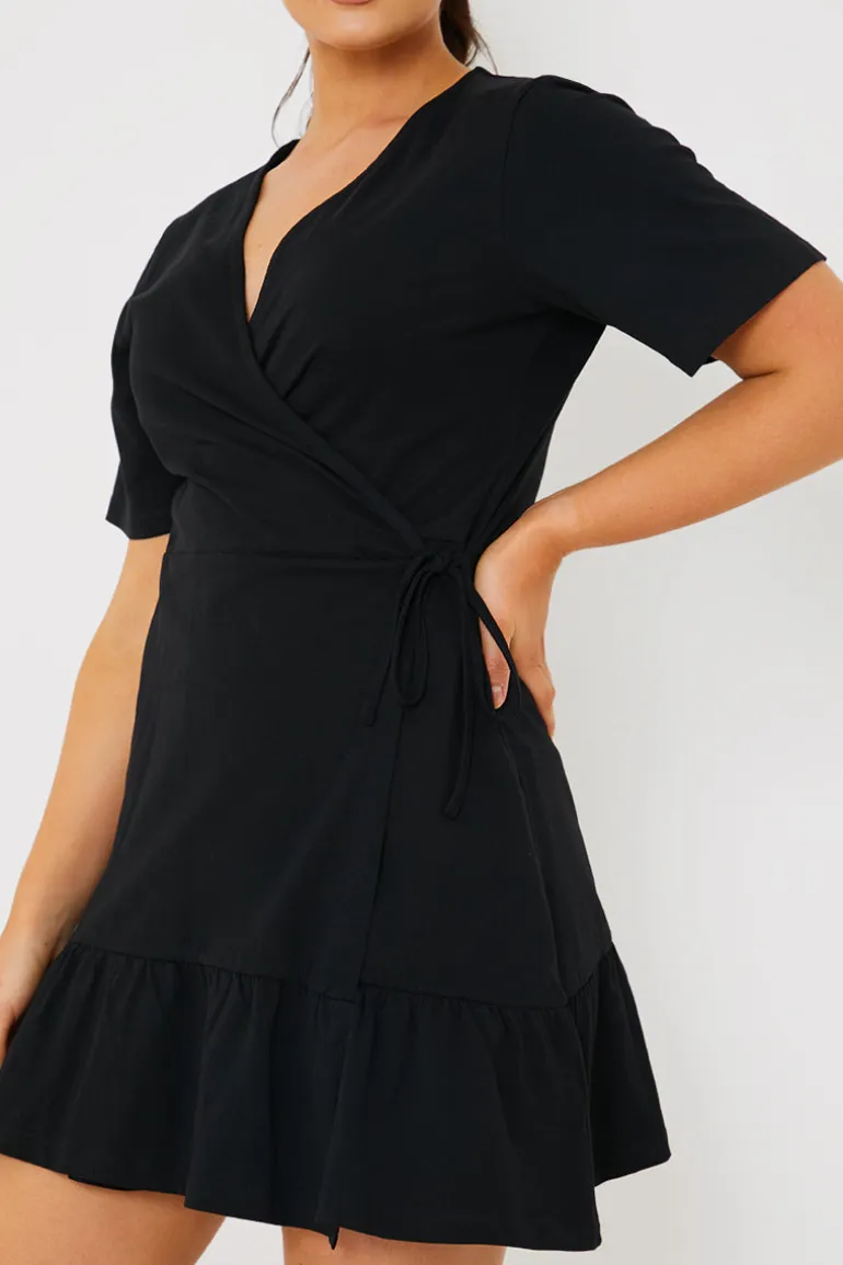 Short Sleeve Wrap Swing Dress