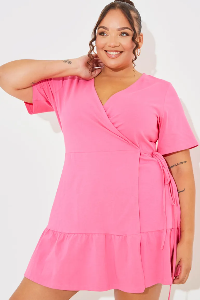Short Sleeve Wrap Swing Dress