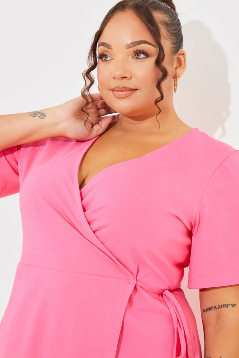 Short Sleeve Wrap Swing Dress