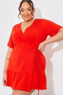 Short Sleeve Wrap Swing Dress