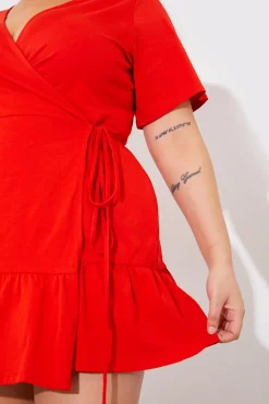 Short Sleeve Wrap Swing Dress