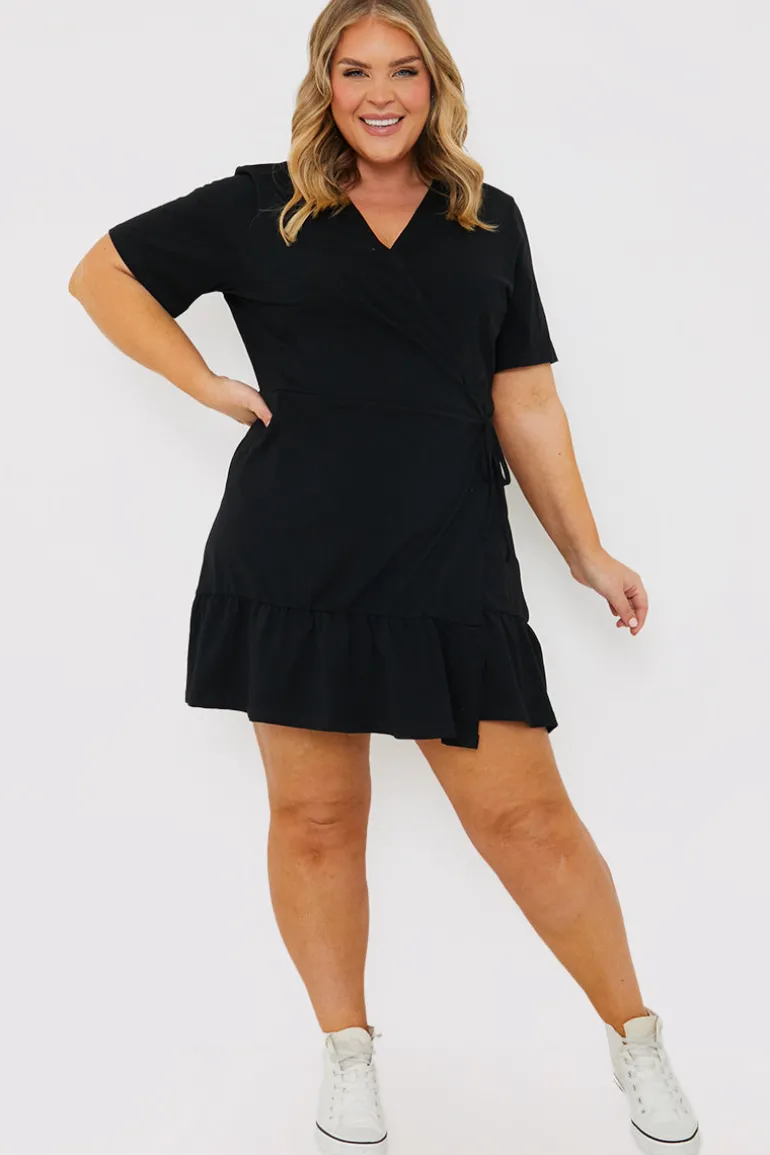 Short Sleeve Wrap Swing Dress