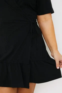 Short Sleeve Wrap Swing Dress