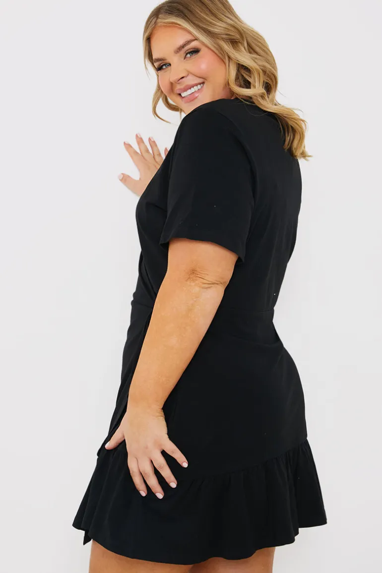 Short Sleeve Wrap Swing Dress