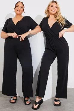 Short Sleeve Wrap Wide Leg Jumpsuit