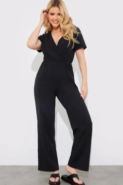Short Sleeve Wrap Wide Leg Jumpsuit