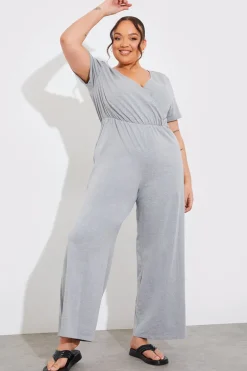 Short Sleeve Wrap Wide Leg Jumpsuit
