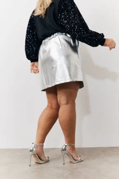 Silver Metallic Mini Skirt