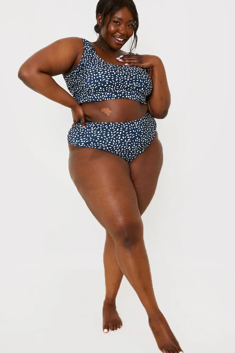 Smudge Spot Print High Waist Bikini Bottoms