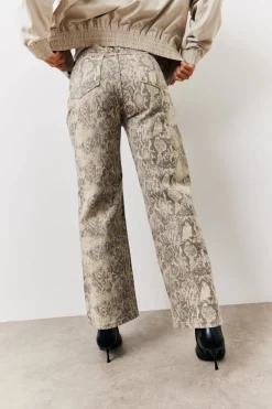 Snake Print Straight Leg Jeans