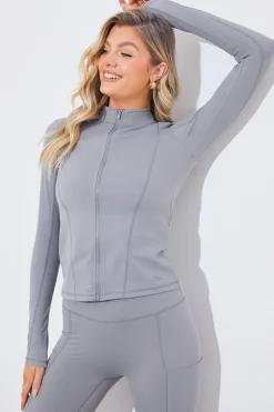 Soft Touch Seam Detail Zip Through Jacket