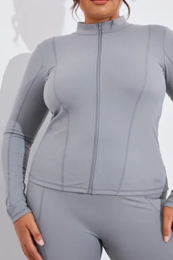 Soft Touch Seam Detail Zip Through Jacket