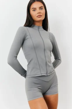 Soft Touch Seam Detail Zip Through Jacket