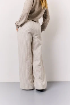 Stone Linen Look Stripe Trouser