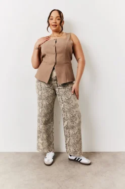 Stone Square Neck Longline Waistcoat