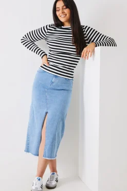 Striped Ribbed Long Sleeve Top