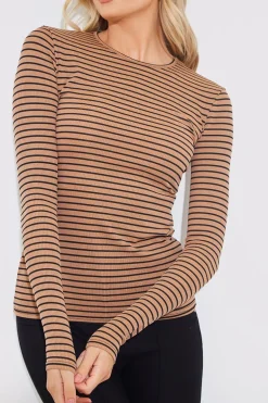 Striped Ribbed Long Sleeve Top
