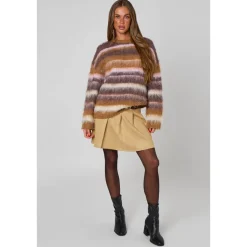 Suede Belted Pleated Skirt