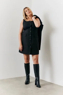 Tailored Button Through Mini Dress