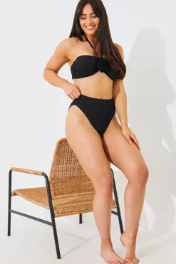 Textured Corsage Halter Neck Bikini Top