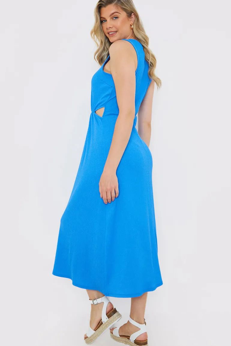 Textured Cut Out Midi Dress
