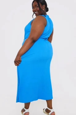 Textured Cut Out Midi Dress
