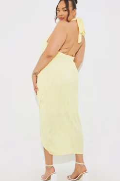 Textured Halter Neck Midi Dress