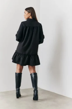 Tie Detail Balloon Sleeve Smock Dress