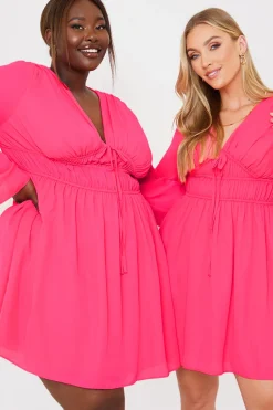 Tie Detail Plunge Skater Dress