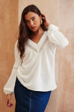 V Neck Crochet Insert Blouse