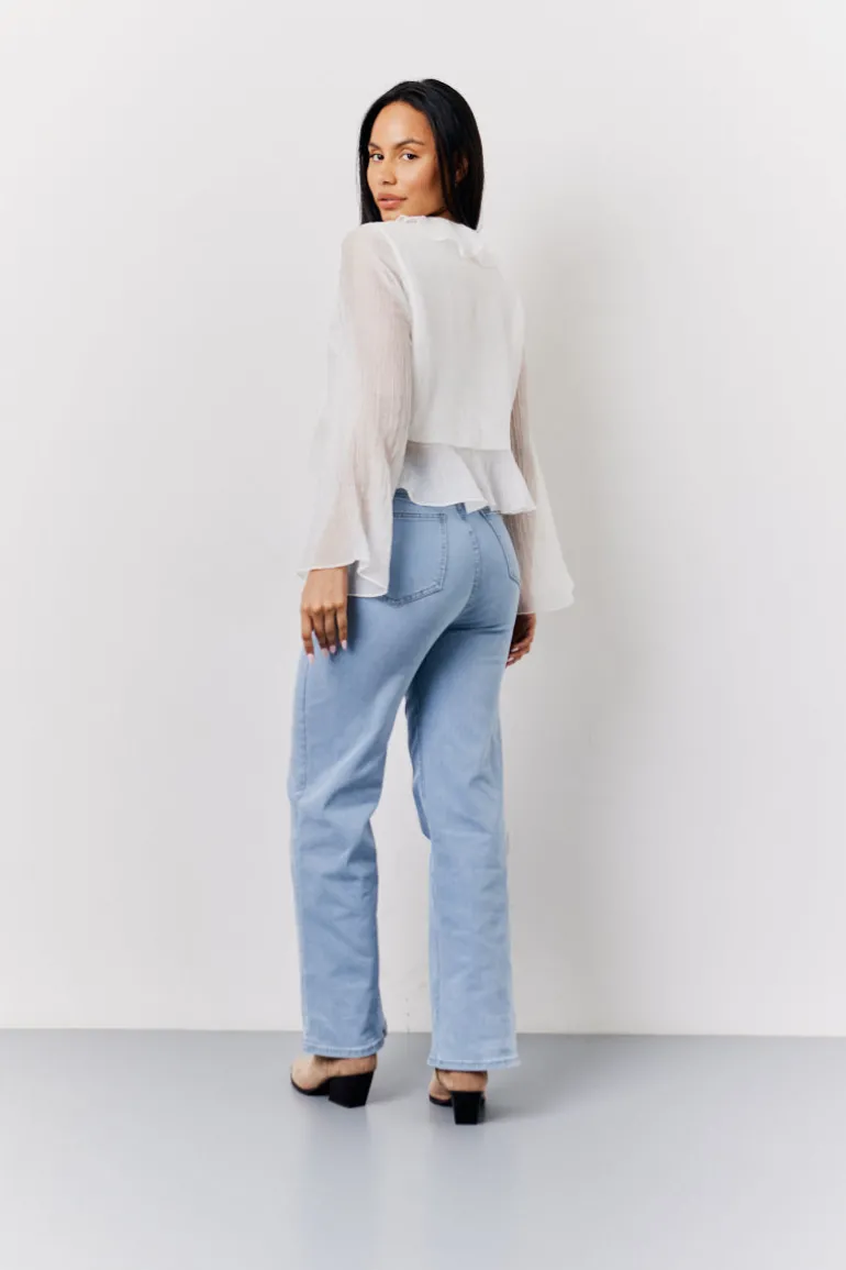 White Chiffon Frill Blouse