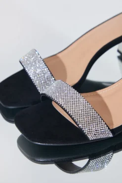 Wide Fit Diamante Strap Low Block Heel