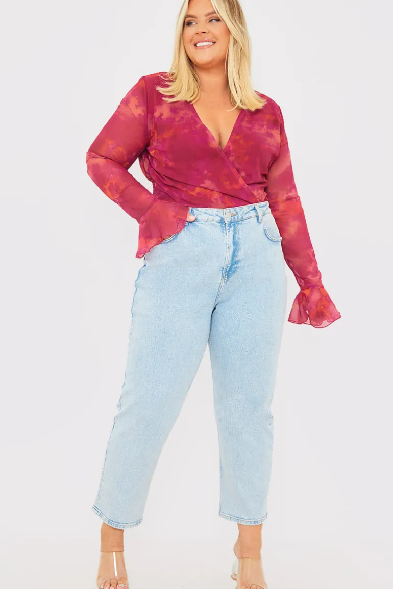 Wrap Front Flared Cuff Bodysuit