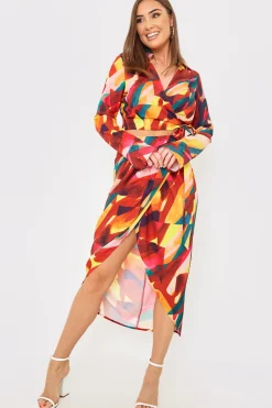 Wrap Front Midi Skirt