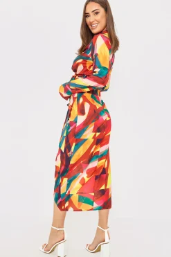 Wrap Front Midi Skirt